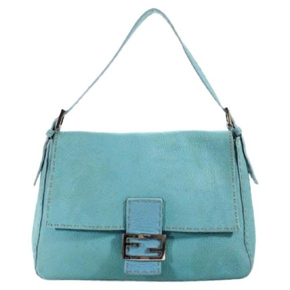 FENDI Mamma Selleria Soft Turquoise Baguette - Picture 1 of 10